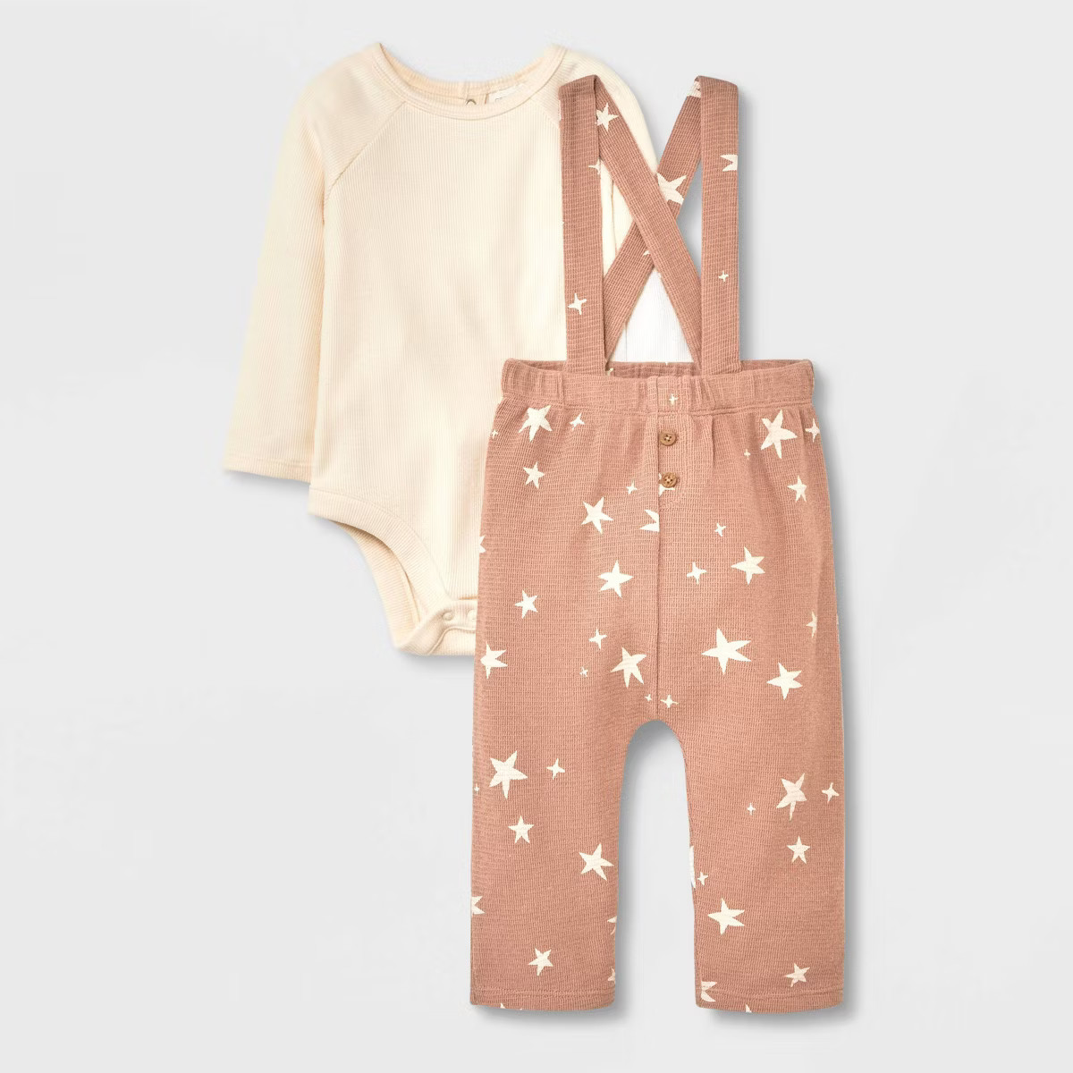 Grayson Collective Baby Long Sleeve Ribbed Bodysuit & Bottom Set - Cream | Target