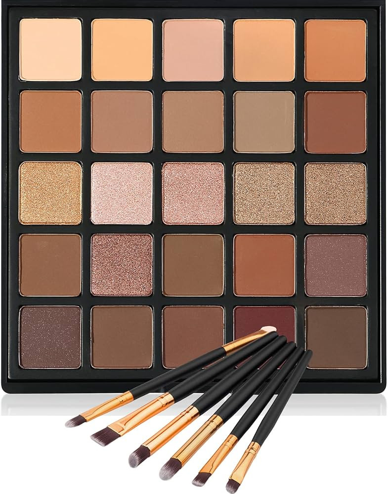 Nude Neutral Eyeshadow Palette, Matte and Shimmer Eye Shadows Long Lasting Blendable Eyeshadow wi... | Amazon (US)