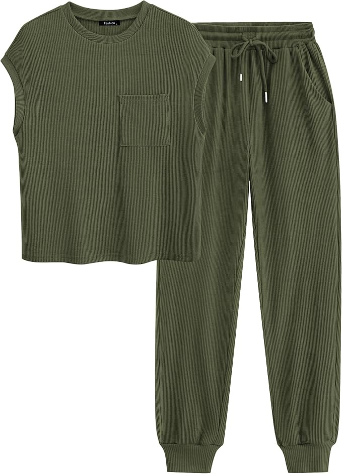 BTFBM 2 Piece Sets For Women Summer Lounge Set Airport Outfits Tracksuit | Amazon (US)
