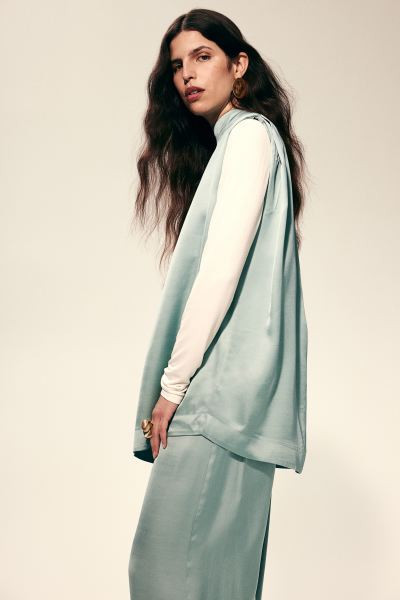 Shoulder-pad Blouse - Light turquoise - Ladies | H&M US | H&M (US + CA)
