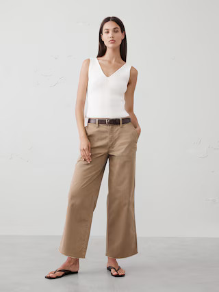 Wide-Leg High-Rise Cropped Chino | Banana Republic Factory
