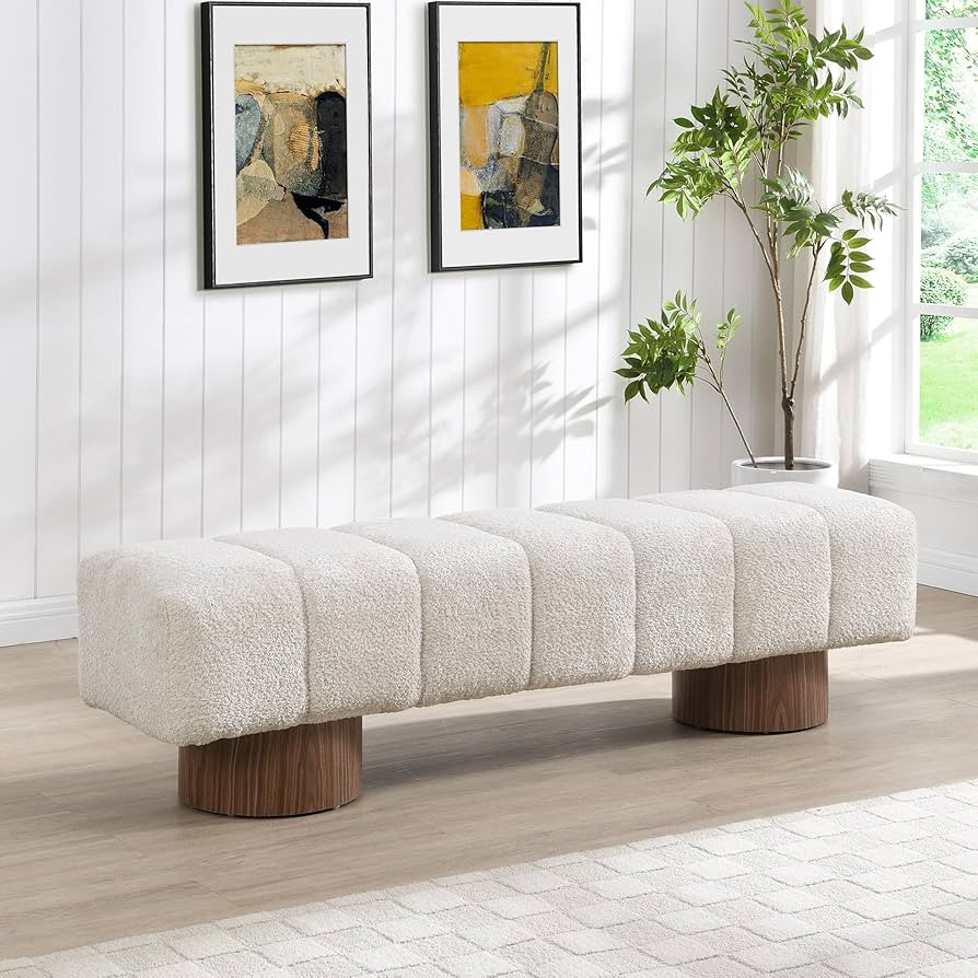 Christopher Knight Home Manila 64" Boucle Dining Bench, Upholstered Ottoman Bench, Rectangular Di... | Amazon (US)