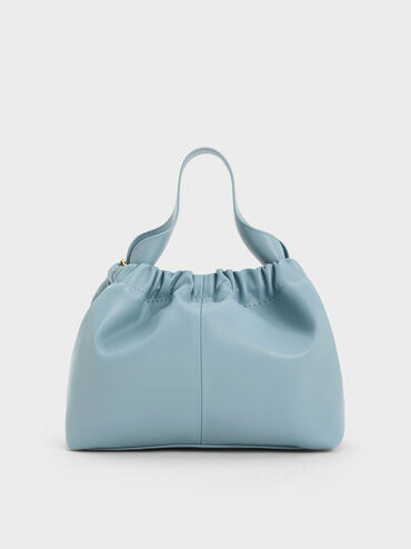 Ally Ruched Slouchy Chain-Handle Bag
 - Slate Blue | Charles & Keith US