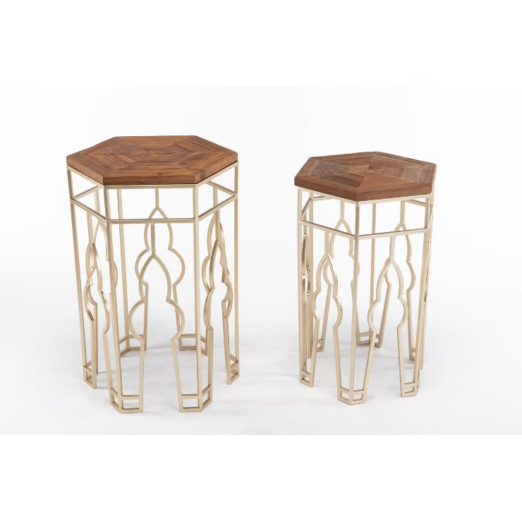 Genevieve Nesting Tables Gold/Natural - Boraam | Target