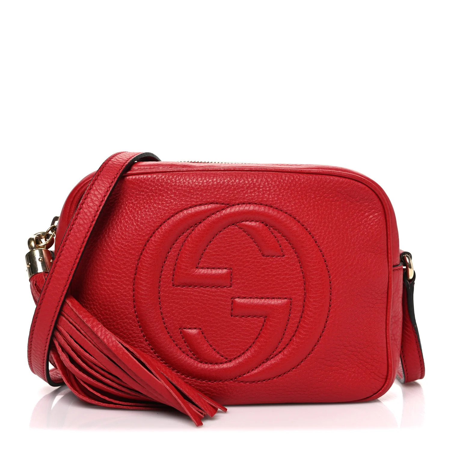 Gucci Pebbled Calfskin Small Soho Disco Bag Vibrant Red 1881990 | FASHIONPHILE (US)