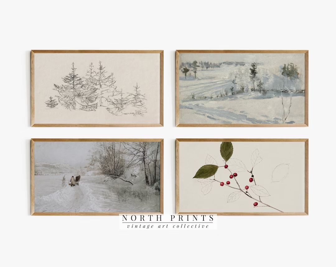 Samsung Frame TV Art SET  Vintage Winter Holiday Art DIGITAL - Etsy | Etsy (US)