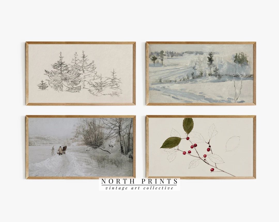 Samsung Frame TV Art SET | Vintage Winter Holiday Art DIGITAL Downloadable | TVS5 | Etsy (US)