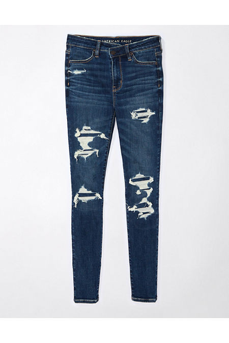 AE Next Level High-Waisted Patched Jegging Women's Dark Shadow 20 Short | American Eagle Outfitters (US & CA)
