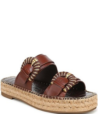 Sam Edelman Tabbey Leather Buckle Detail Espadrille Platform Slide Sandals | Dillard's | Dillard's