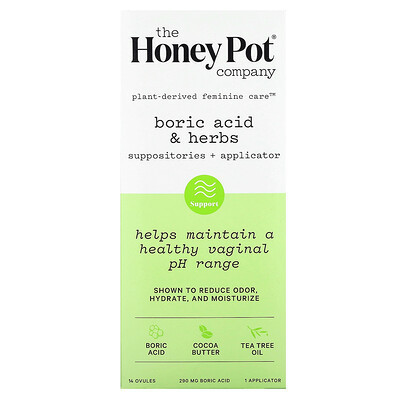 The Honey Pot Company, Boric Acid & Herbs, Suppositories + Applicator, 290 mg , 14 Ovules, 1 Applicator | iHerb