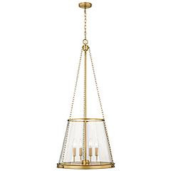 Z-Lite Prescott 18" Wide Rubbed Brass Metal 4-Light Cone Pendant | www.lampsplus.com | Lamps Plus