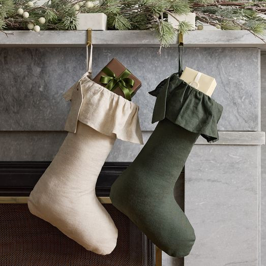 Linen Ruffle Hem Stocking | West Elm (US)