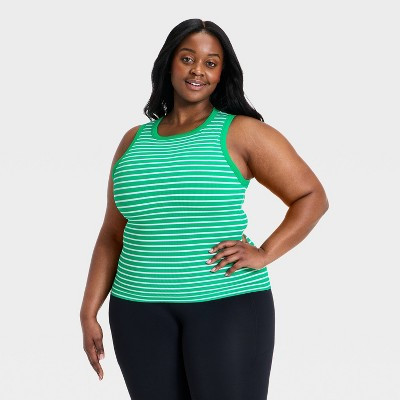 Women's Seamless Support Tank Top - All In Motion™ Green Stripe 3X | Target