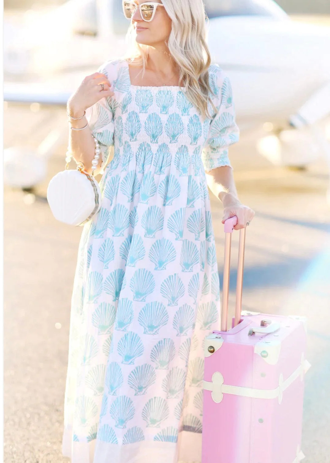 Trunk Show Sage green shell Amelia Island maxi | Mulberry & King