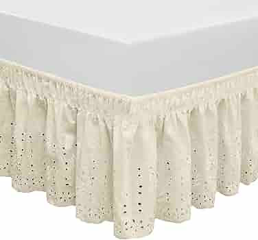 QSY Home Wrap Around Elastic Eyelet Bed Skirts 14 1/2 Inches Drop Dust Ruffle Three Fabric Sides ... | Amazon (US)