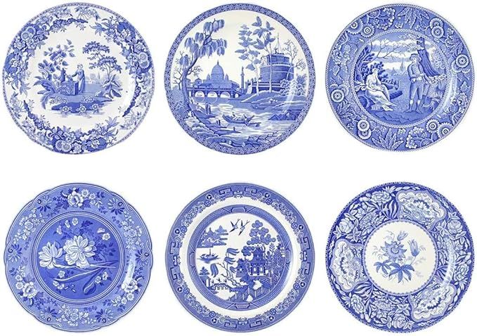Amazon.com | Spode Blue Room Georgian Plates, Set of 6 Assorted Motifs: Dinner Plates: Dinner Pla... | Amazon (US)