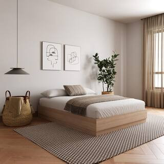 Milano Beige Frame King Size Platform Bed with Headboard | The Home Depot