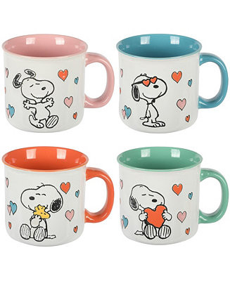 Peanuts Mothers Love 4 Pack Large 21 OZ Camper Stoneware Mugs - Macy's | Macy's