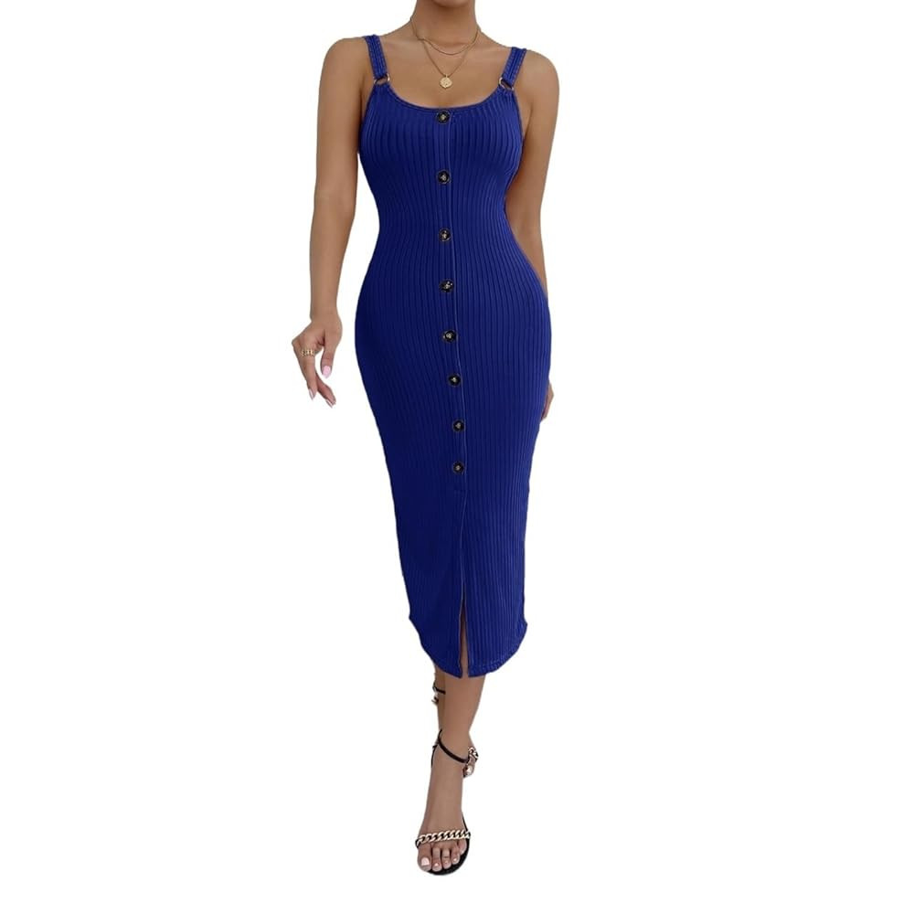 Womens Dresses Suspender Slim Sexy Knitted Slit One Step Summer 2025 European American Ladies | Amazon (US)