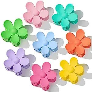 Hair Claw Clips 8PCS Flower Hair Clips Large Hair Clips Cute Claw Clips for Women Thick Hair, Hai... | Amazon (US)