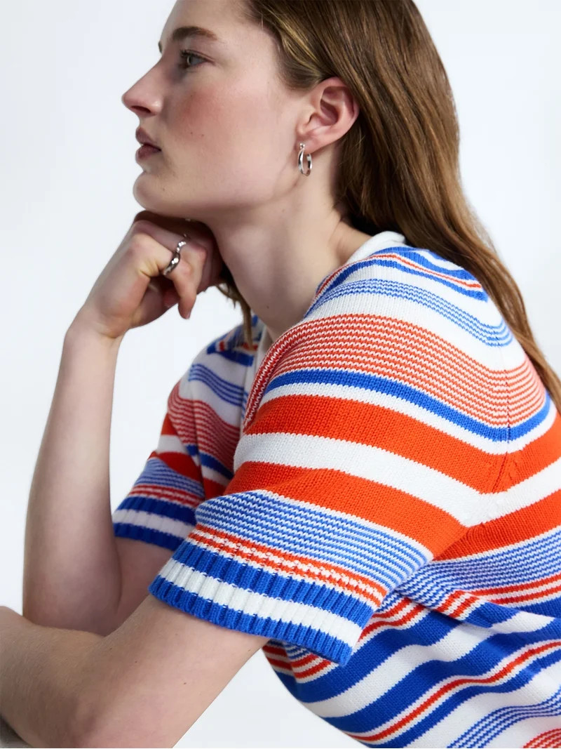 Free Assembly Women's and Women's Plus Roll Neck Cotton Sweater with Short Sleeves, Sizes XS-4X | Walmart (US)