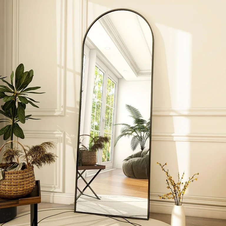 BEAUTYPEAK Arched Full Length Floor Mirror 64"x21.1" Full Body Standing Mirror,Black | Walmart (US)