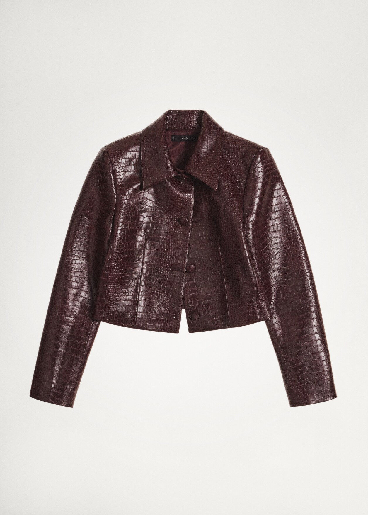 Crocodrile-effect cropped jacket - Women | MANGO USA | Mango (US/MX/AU)