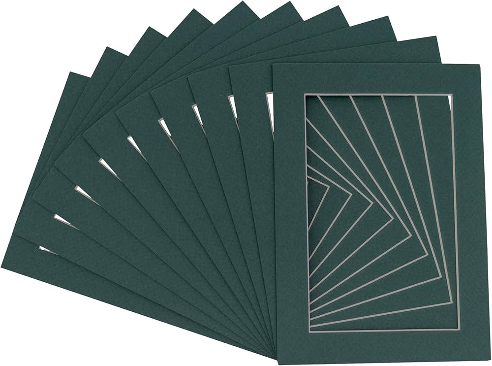 Pack of TEN 16x20 Mats Bevel Cut for 13x16 Photos - Acid Free Forest Green Precut Matboards For P... | Amazon (US)