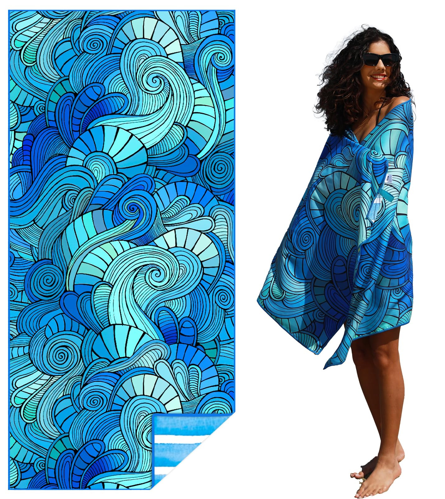 Microfiber Thin Lightweight Beach Towel Sand Free Quick Dry Absorbent Compact Towels for Swimming... | Amazon (US)