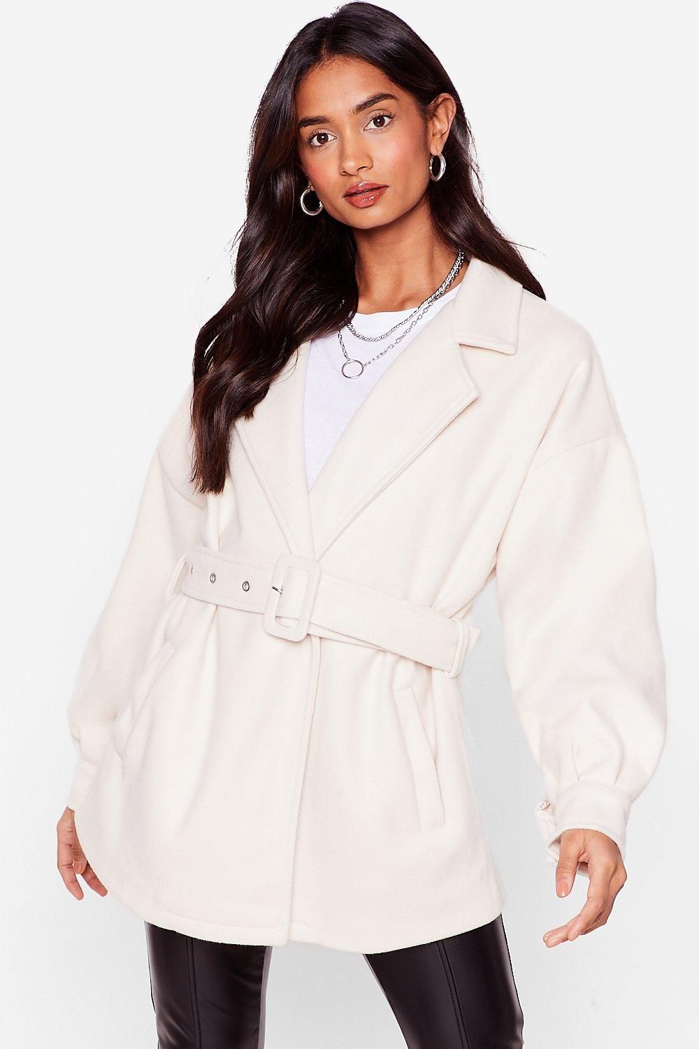 Womens This Ain't Over-sized Belted Jacket - Cream | NastyGal (US & CA)