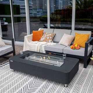 Sydney 61.9 in. Concrete Ethanol Fire Pit Table in Slate Black | The Home Depot