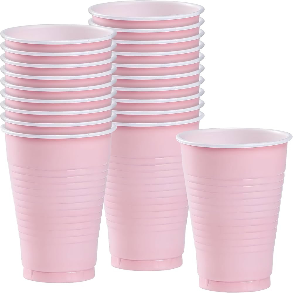Pink Solid Color Plastic Party Cup (12 Oz.) 20 Count - Premium Quality and Durable, Perfect for A... | Amazon (US)
