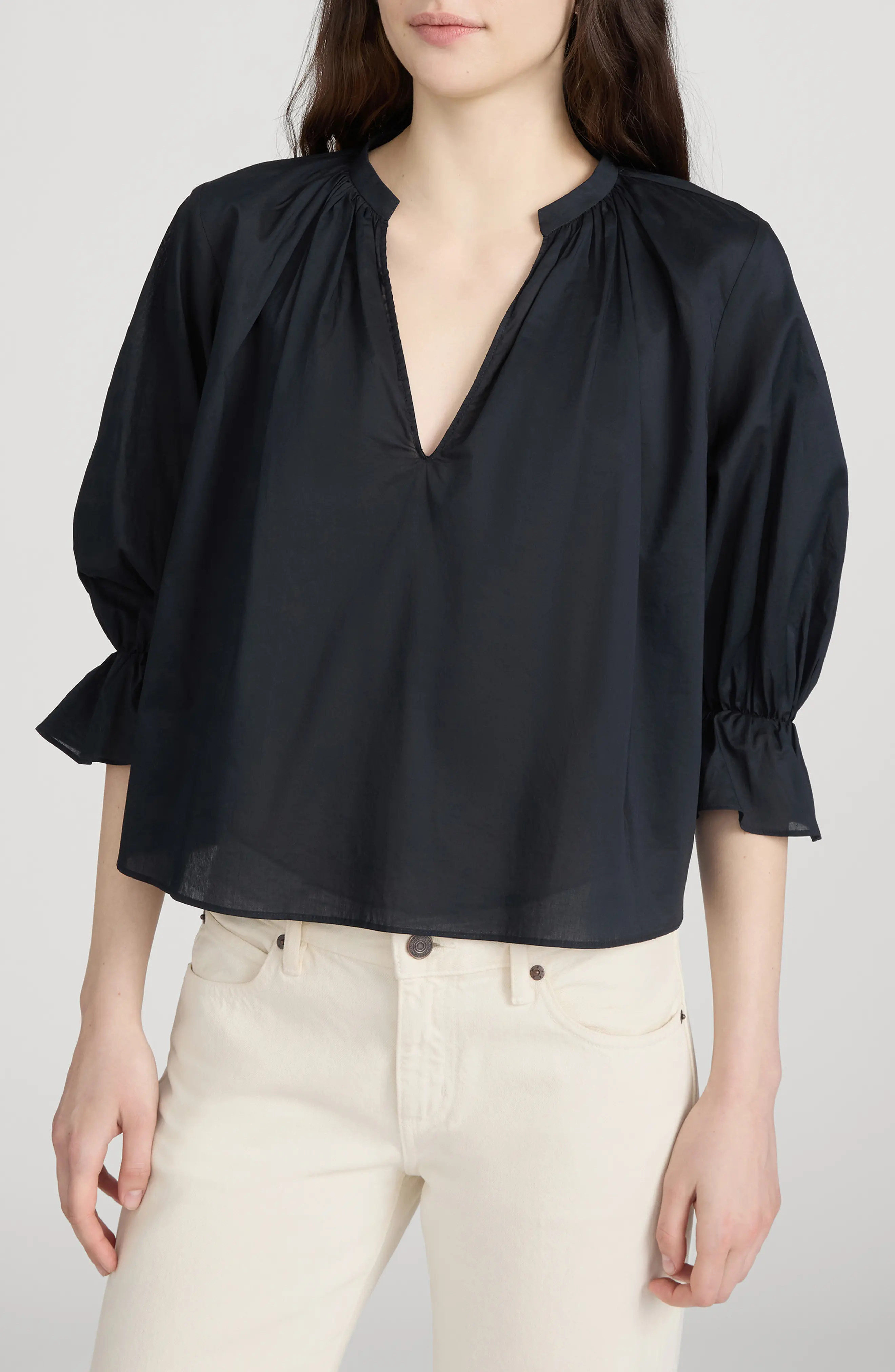 The Poet Ruffle Sleeve Cotton Top (Women) | Nordstrom | Nordstrom