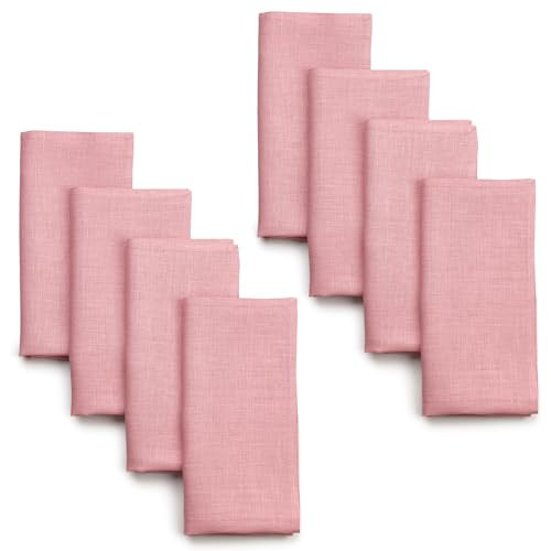 D'Moksha Homes Linen Dinner Napkins 18 x 18 Inch - 100% Pure Linen Dusty Pink Napkins Set of 8 - Washable Dusty Pink Cloth Napkins for Thanksgiving Decor | Amazon (US)