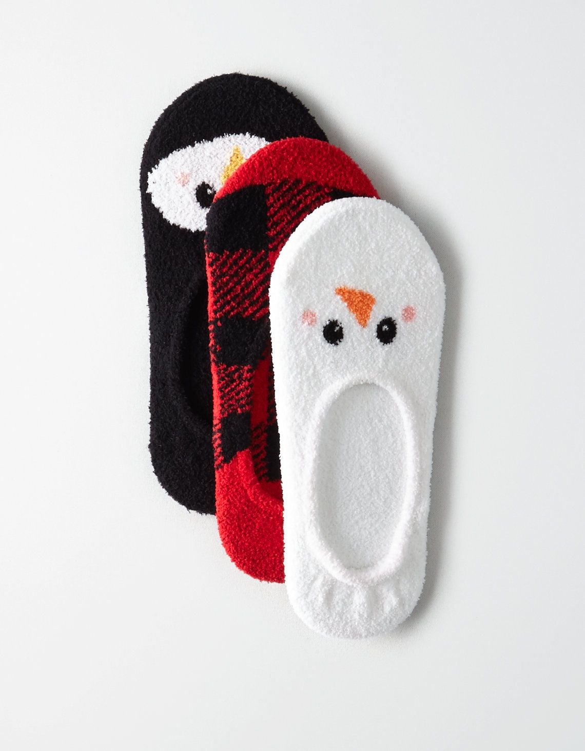 AEO Cozy Critter No Show Sock 3-Pack, True Black | American Eagle Outfitters (US & CA)
