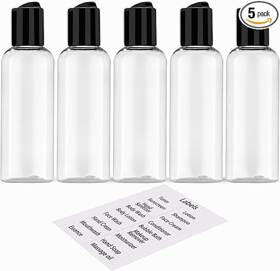 5 Pack 3.4 oz Travel Bottles for Toiletries TSA Approved Leakproof Plastic Empty Travel Size Bott... | Amazon (US)