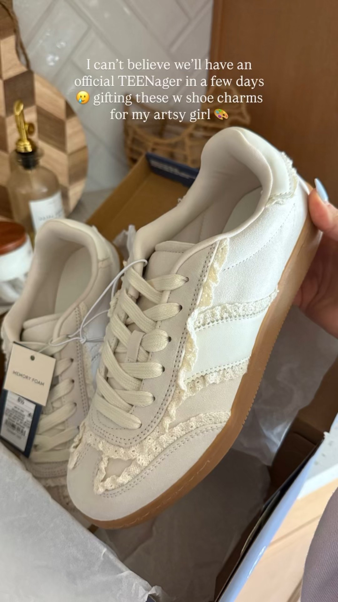 Grabbed these for my teenager!! Her b day is coming up and I know she will love these girly neutral sneakers under $45 with ruffle detail in cream color. I also am gifting some fun charms for her to decorate them with 🥰

Tween girl 
Teen girl gifts
Girl birthday 
Sneaker style
Shoe charms 
Universal thread 

#LTKValentine #LTKmomlife #LTKActive