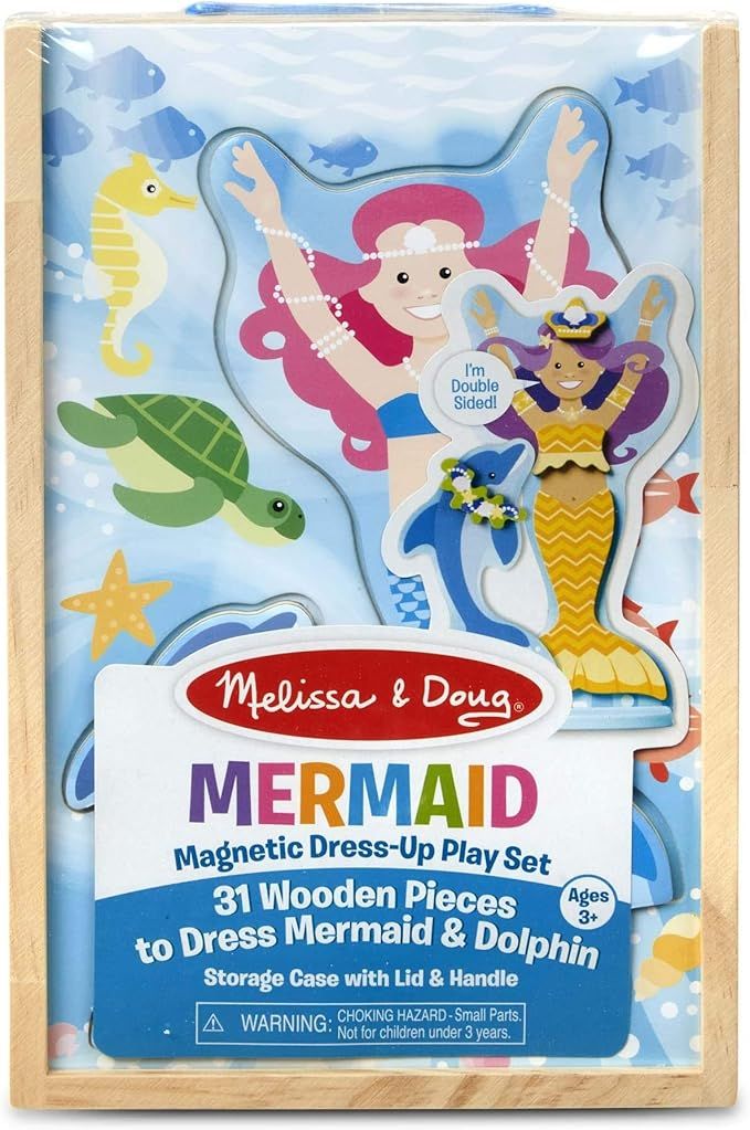 Melissa & Doug Mermaid & Dolphin Magnetic Dress-Up Wooden Dolls Pretend Play Set (35 pcs) | Amazon (US)