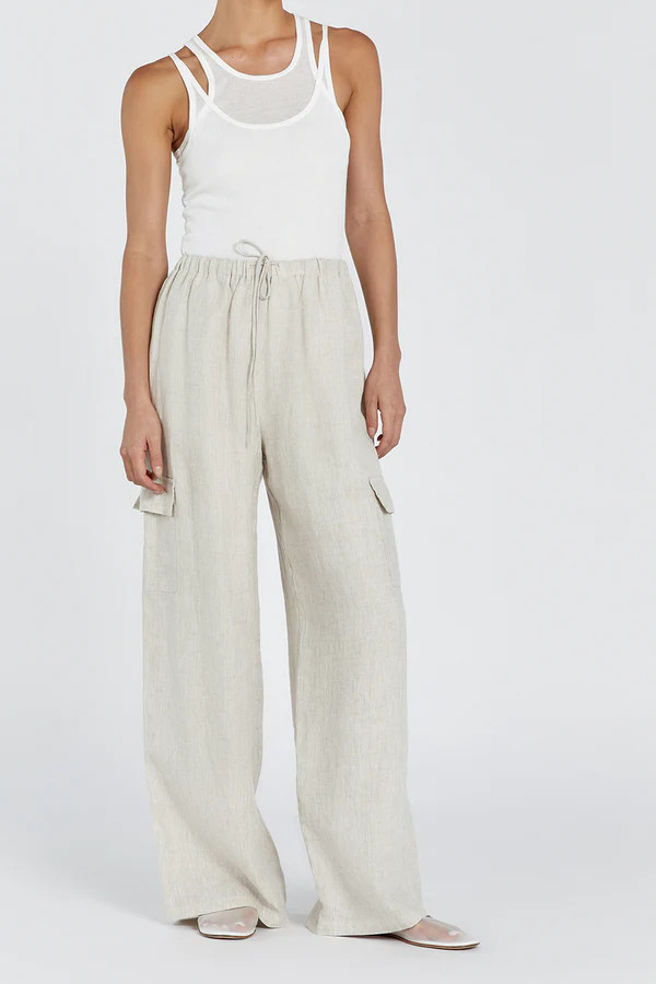 INGRID NATURAL LINEN CARGO PANT | DISSH