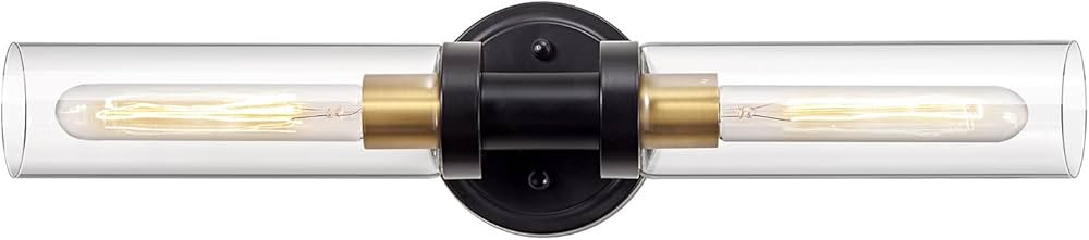 Bathroom Sconces Wall Lighting W/ Clear Glass, 2-Light Bathroom Vanity Light Fixtures, Modern Wal... | Amazon (US)