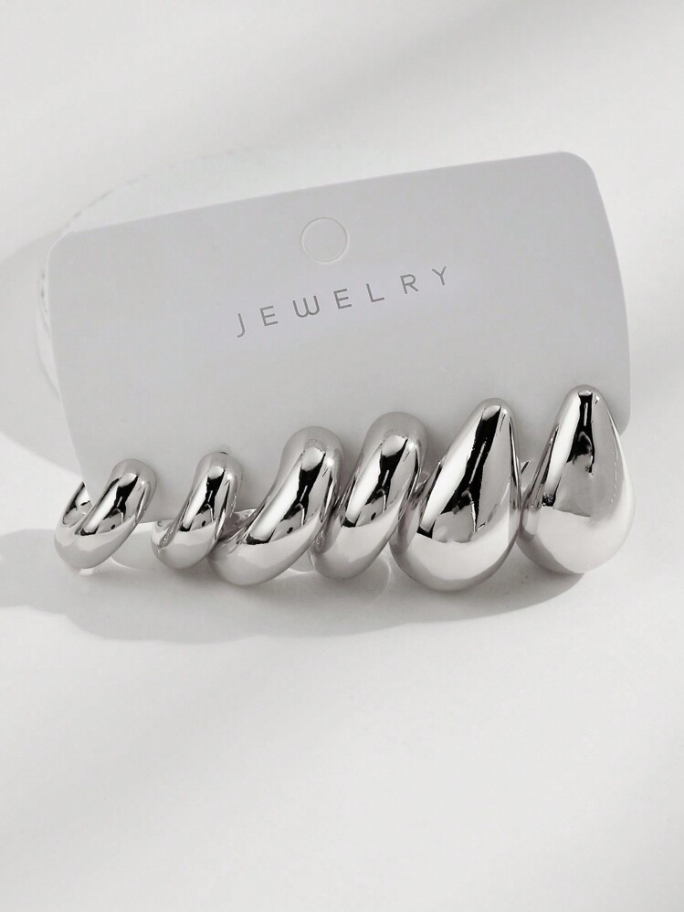 3pairs Classic & Fashionable Silver C Design Minimalist Earrings Suitable For Women's Everyday We... | SHEIN