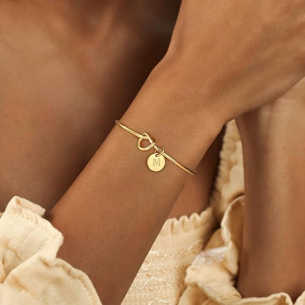 Turandoss Gold Initial Bracelets for Women - Dainty Gold Knot Letter A-Z Initial Bracelet for Wom... | Amazon (US)
