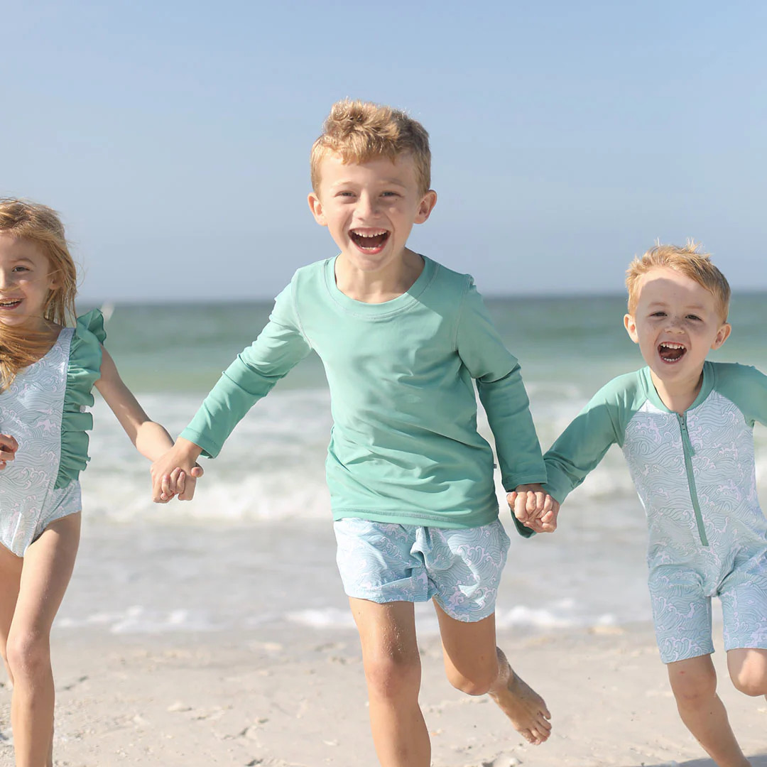 Long Sleeve Rash Guard Swim Romper Shortie | Makin' Waves | Caden Lane
