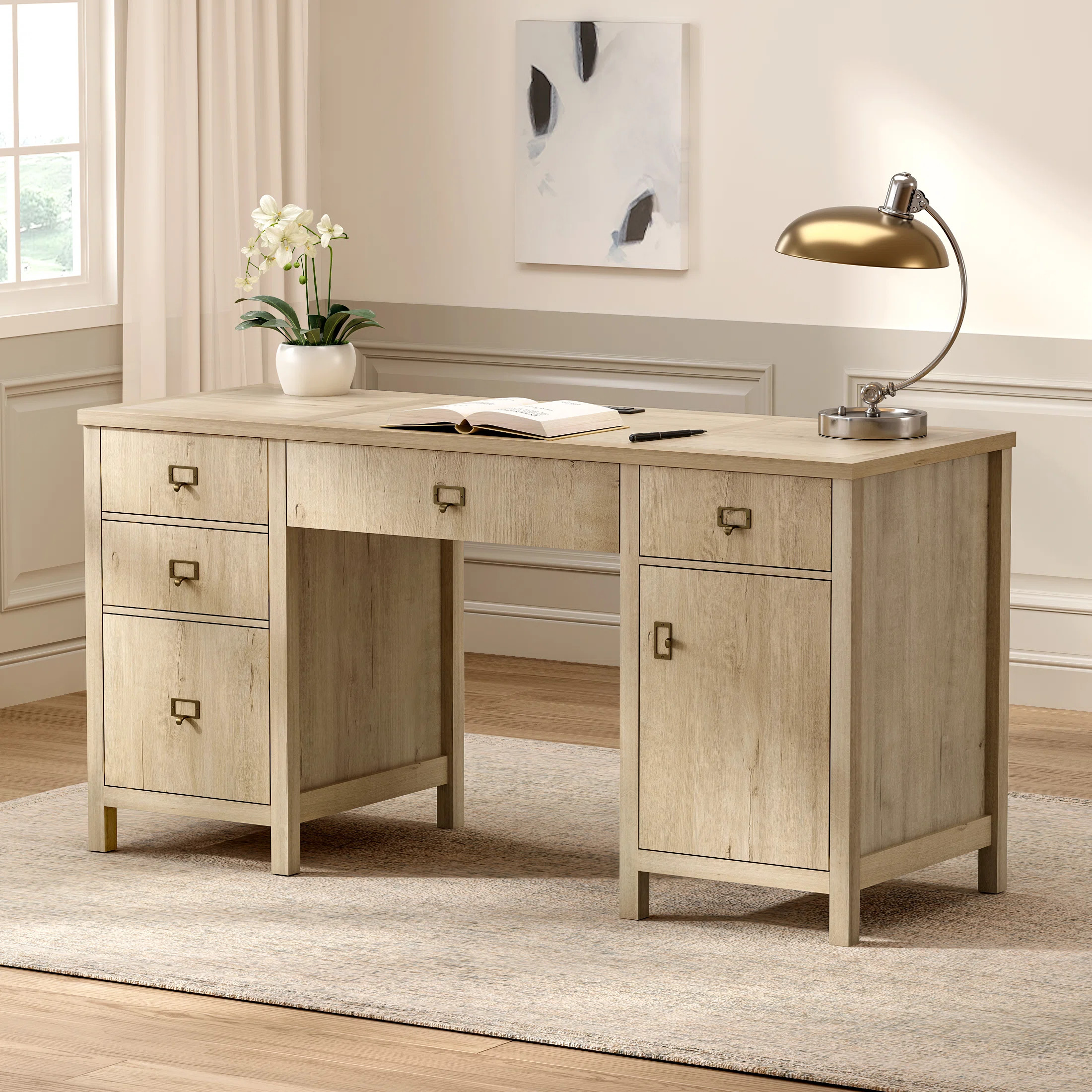 59" Executive Desk With File Drawers Cabinet | Wayfair North America