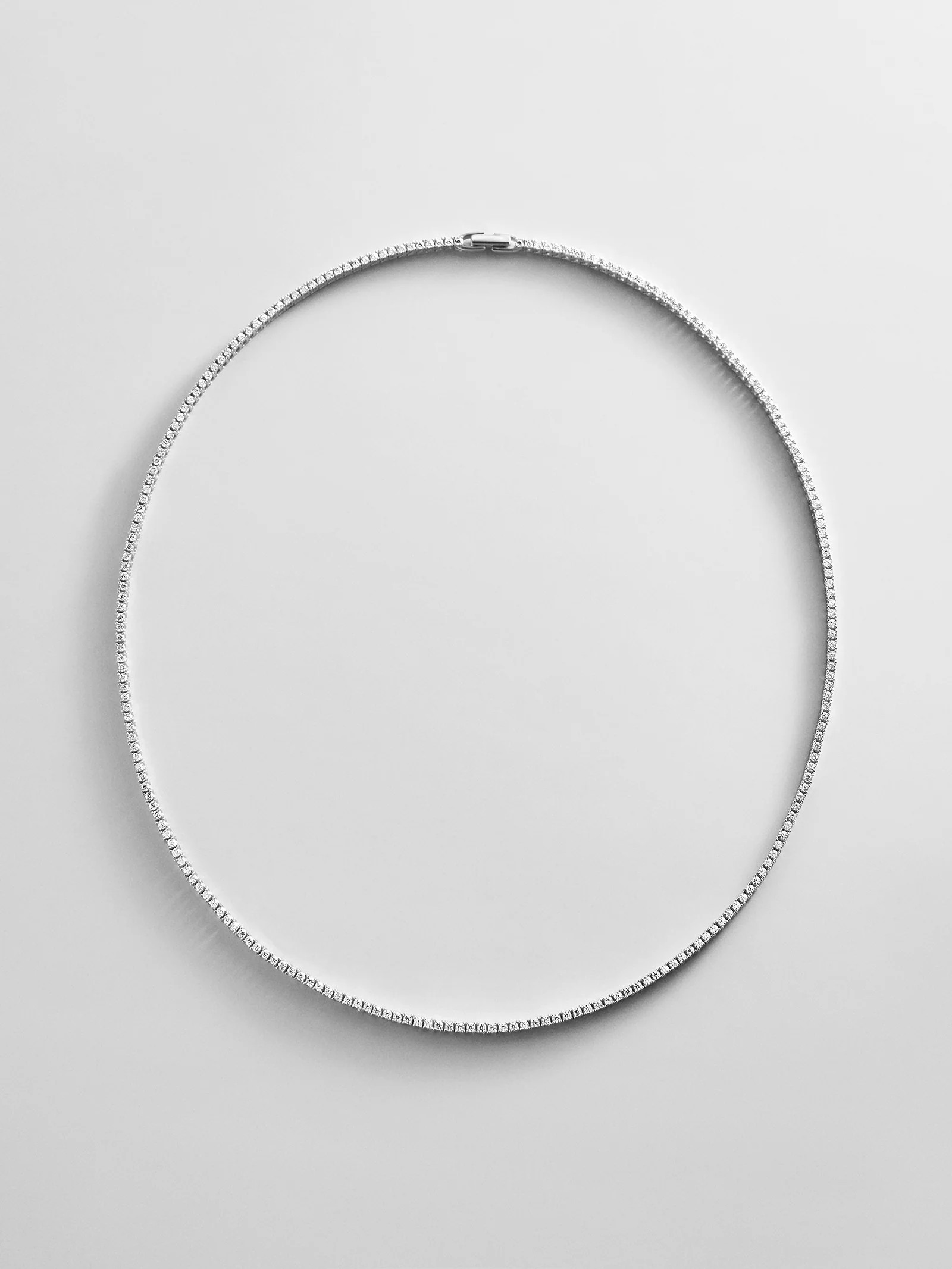 Billie Silver Tennis Necklace - Rhodium Plated Silver | BaubleBar