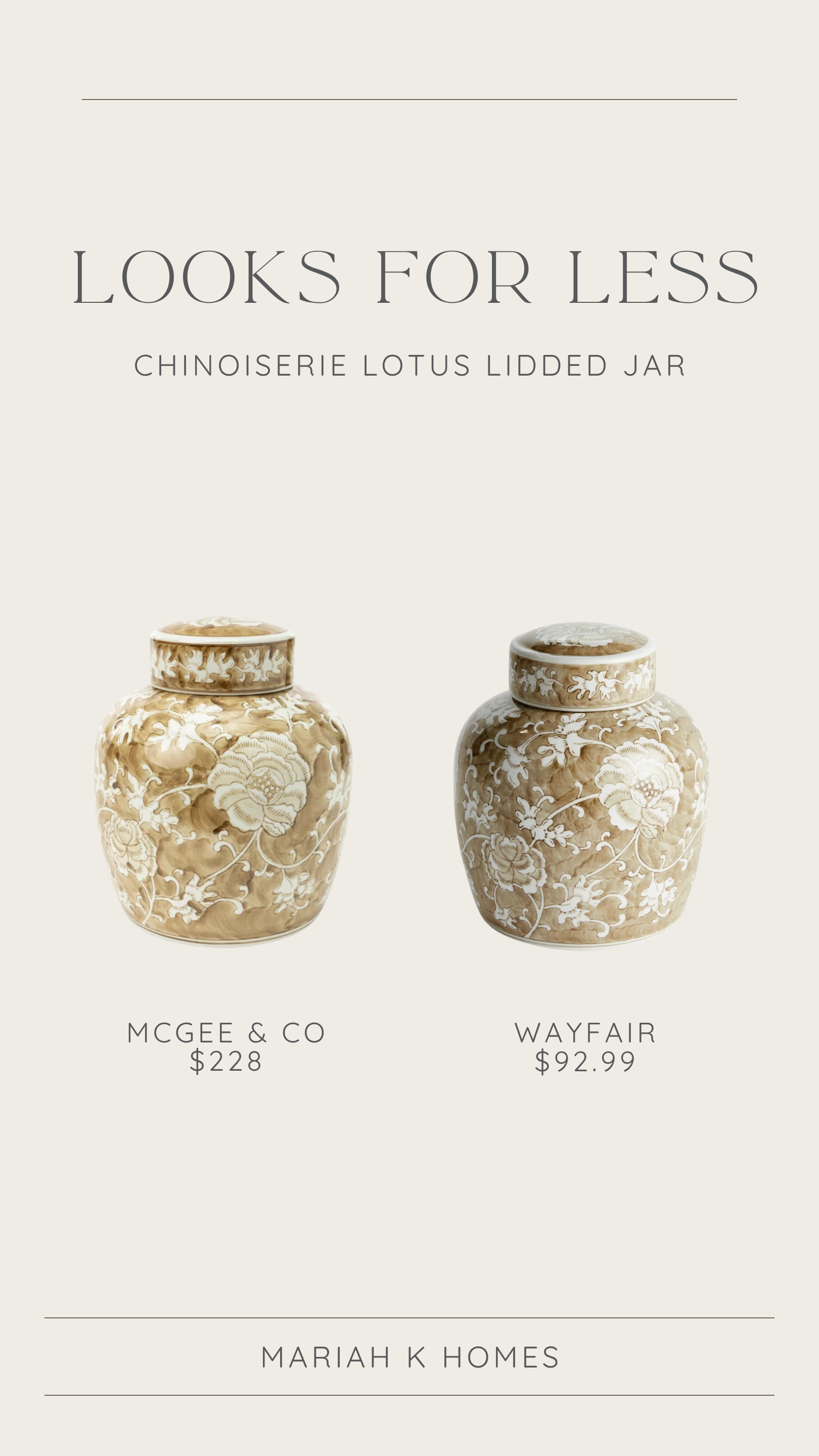 I spotted this taupe chinoiserie lidded jar in the new McGee & Co. fall collection and immediately loved it! 🤎 Of course, it sold out right away! I found it at a few other retailers, though, and had to share because it’s such a beautiful, timeless accent piece. #McGeeAndCo #Chinoiserie #HomeDecor #DecorFinds #FallHomeDecor #TimelessDecor #DecorInspo #HomeStyling #AffordableHomeDecor #mariahkoehle #mariahkhomes #socialagentcircle #expluxury #exprealty 

 #LTKHome #LTKSaleAlert