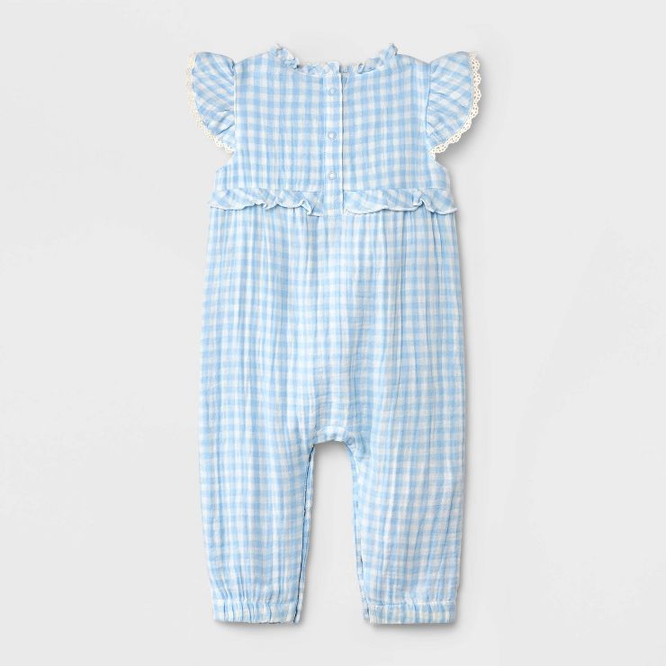 Baby Girls' Gingham Sleeveless Romper - Cat & Jack™ Blue | Target