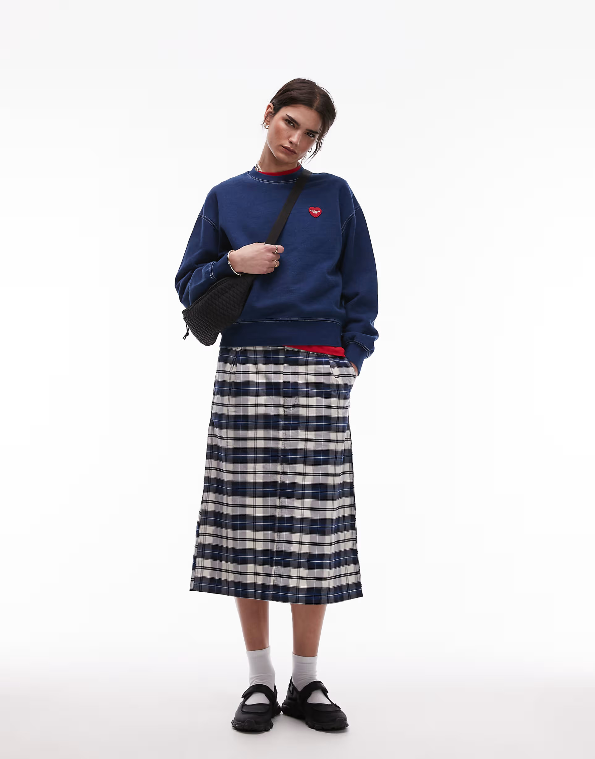 Carhartt WIP tarbell check skirt in navy | ASOS | ASOS (Global)