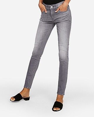Mid Rise Gray Stretch Jean Leggings | Express