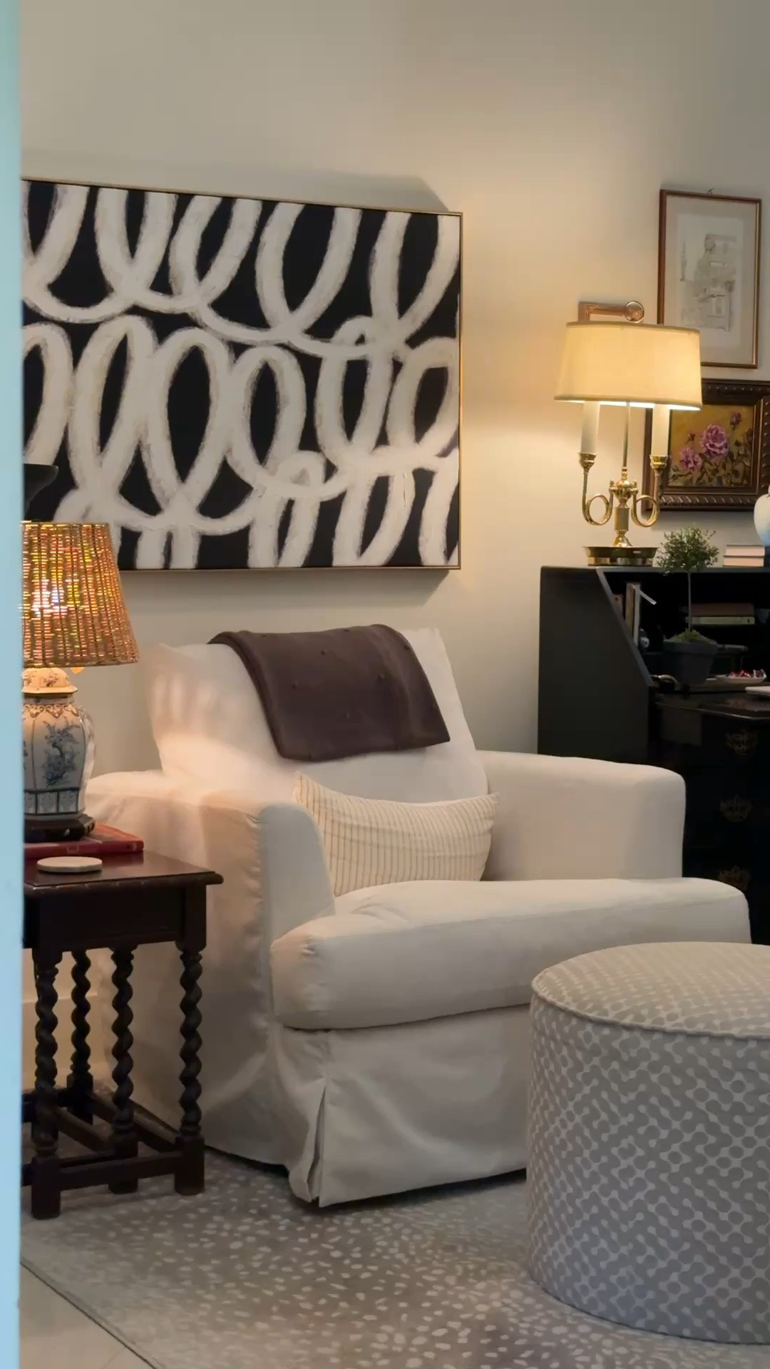 Neutral sitting room favorites. Swivel chairs, lumbar pillows, accent tables, lamps, and abstract art come together to create a warm, comfortable, and timeless space. Perfect inspiration for a neutral living room or classic home.

#LTKHome